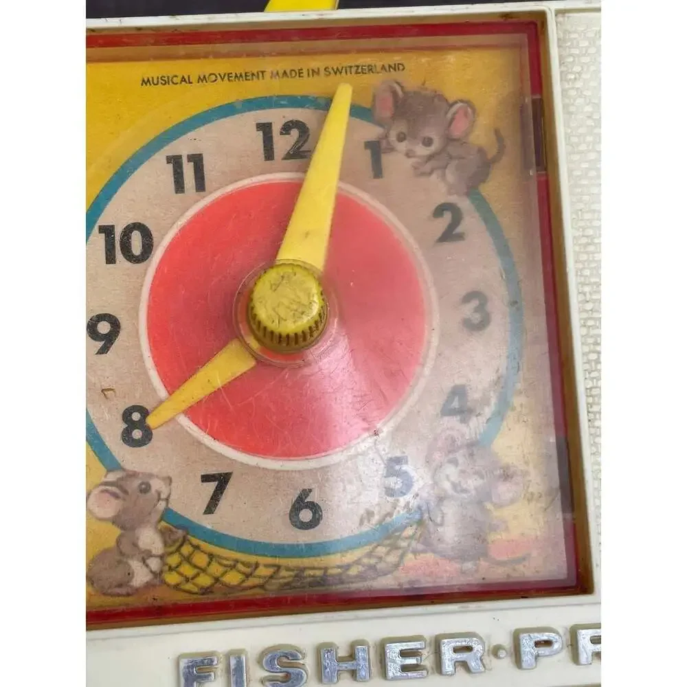 Vintage Fisher Price Clock Radio 1971 Toy Wind Up Works Sound Movement READ